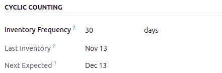 Show Cyclic Count section of the locations form.