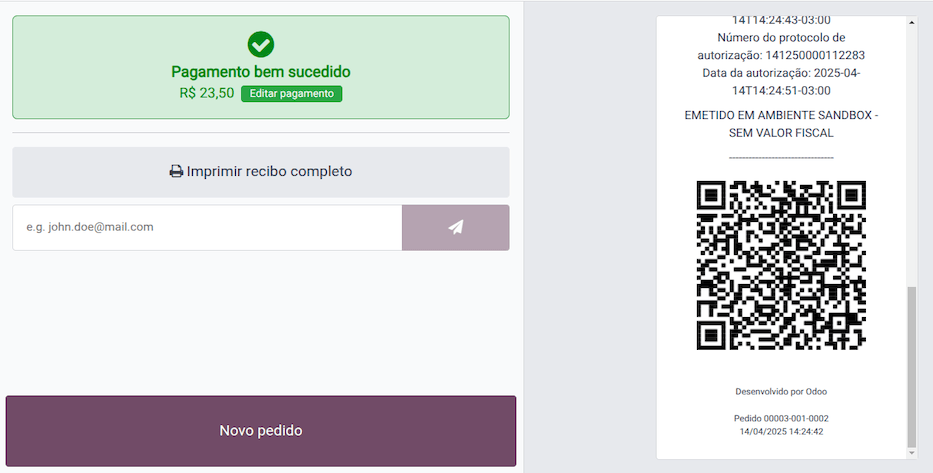 NFC-e Success in the POS register.