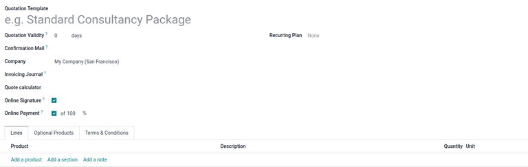 Create a new quotation template on Axis Sales.