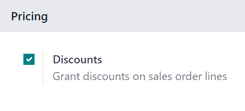 Activation of the discount option in Axis Sales.