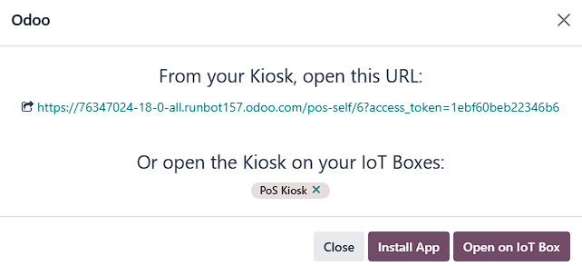 Popup window to open the kiosk