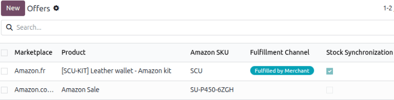 Example of a kit product linked to an Amazon SKU in the Offers page in the Sales app.