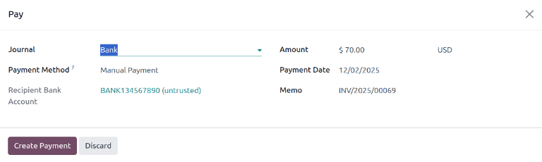 The second Pay pop-up form in Axis sales.