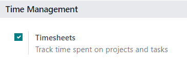 What the Timesheets feature looks like on the Axis Project settings page.