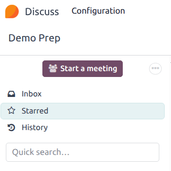 View of the Discuss' sidebar emphasizing the quick search bar in Axis Discuss.