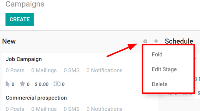 View of the campaigns page in the Axis Social Marketing application.