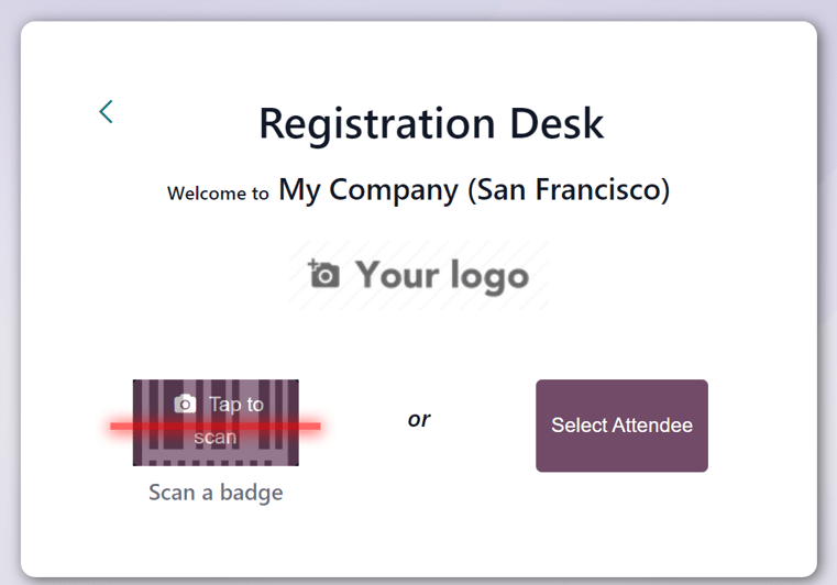 The Registration Desk page in the Axis Events application.