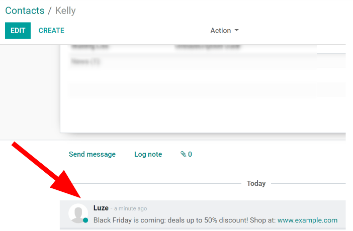 View of what the chatter looks like in the Axis Contacts app.