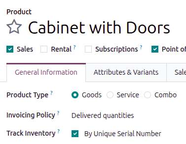 Enable tracking by serial number.