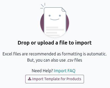 The Import records option selectable from the cog icon on the Products page in Axis Sales.