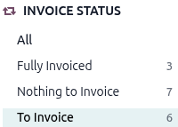 Sample of the INVOICE STATUS section in the Rental app.